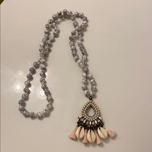 Baublebar beaded tassel necklace w shells